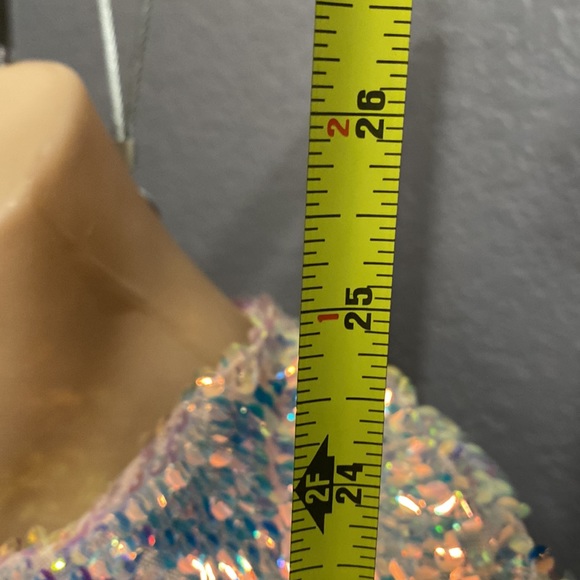 FREE PEOPLE - blouse: l/s w translucent sequins, lined, cowl draped rear - XL - Picture 8 of 16